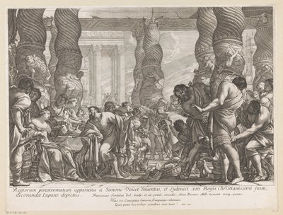 Samson je veden ke sloupu v Daganově chrámu od François Tortebat