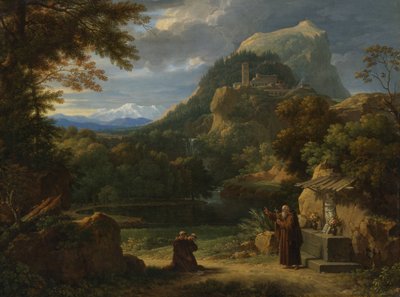Svatý Antonín Paduánský představuje v horské krajině dva novicky bratřím. od Francois Xavier Fabre