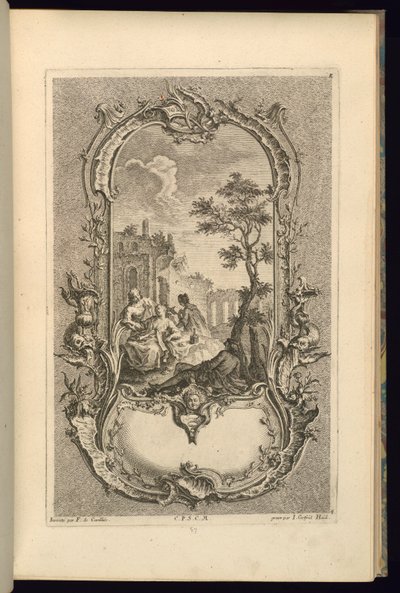 Design pro kartuše s velkými a malými přihrádkami od François de Cuvilliés the Elder