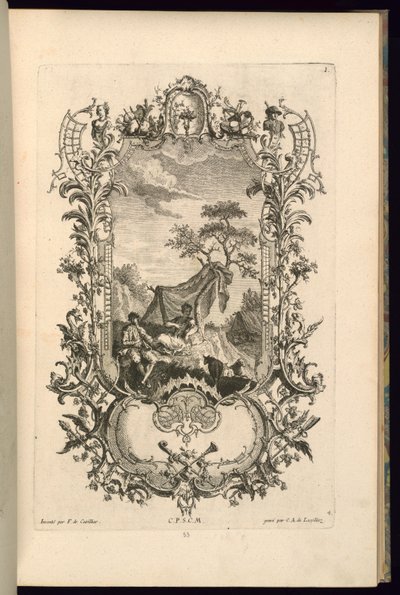 Design pro kartuše s velkými a malými přihrádkami od François de Cuvilliés the Elder