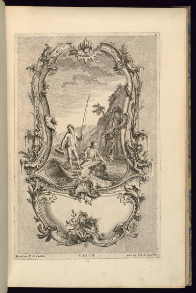 Design pro kartuše s velkými a malými přihrádkami od François de Cuvilliés the Elder