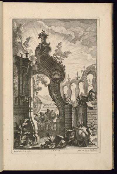 Design pro fontánu s trelliswork oblouky od François de Cuvilliés the Elder