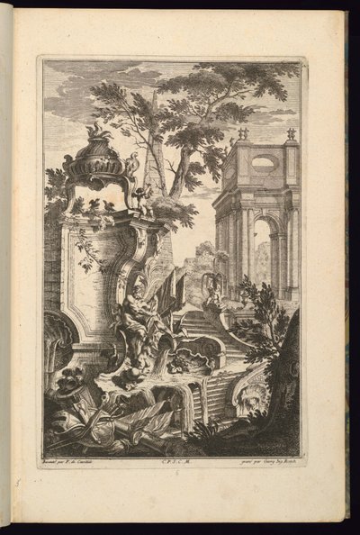 Design pro fontánu s říčním bohem od François de Cuvilliés the Elder