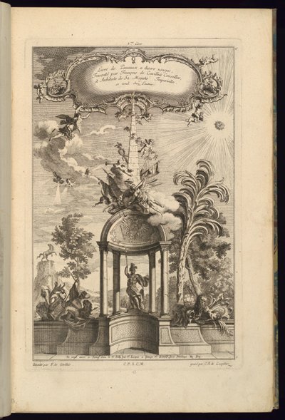 Design pro panely s Tempietto s Minervou, korunovaný obeliskem a vítězstvím od François de Cuvilliés the Elder