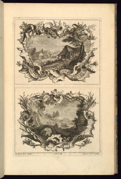 Design pro dvě kartuše od François de Cuvilliés the Elder