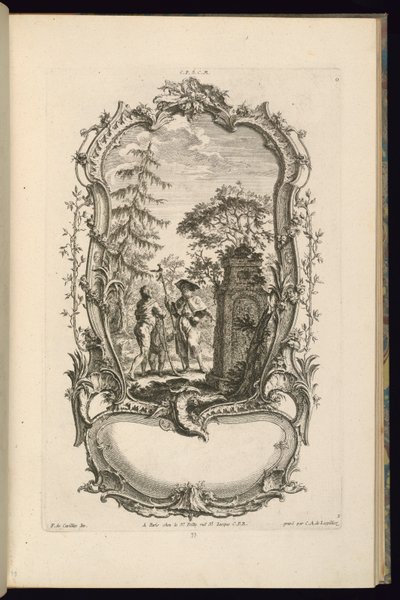 Design pro kartuši s velkými a malými přihrádkami od François de Cuvilliés the Elder
