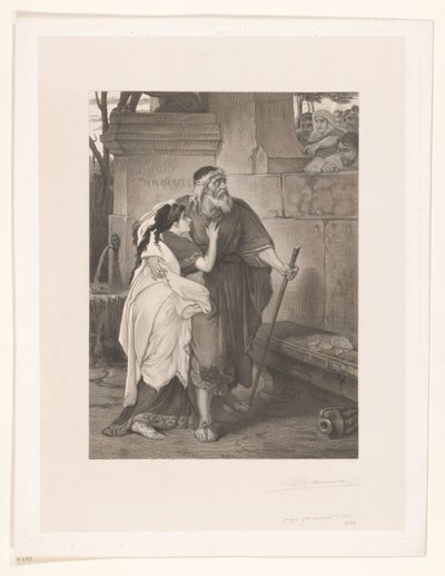 Slepý Oidipus v čele s Antigonou od François de Meersman (signed by artist)