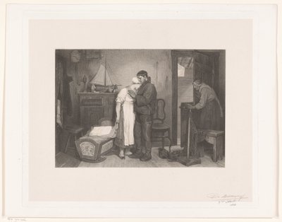 Visser interiér s truchlící pár u prázdné postýlky od François de Meersman (signed by artist)