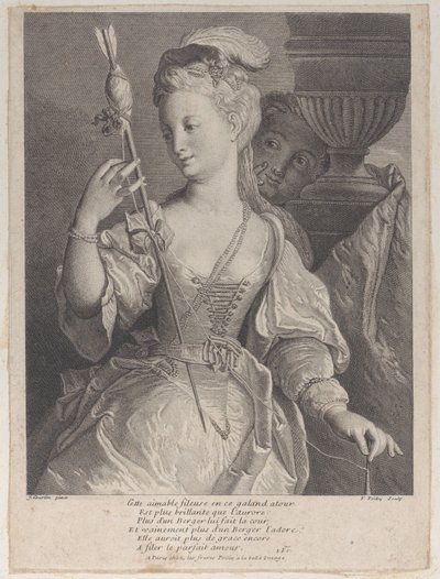 Mladá žena předení nití pro šíp, 1686-1741. od François de Poilly