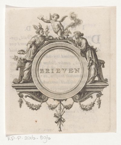 Alegorická postava a psací žena Písmena (název na objektu) od François van Bleyswijck
