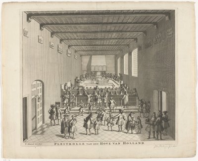 Zasedání holandského soudu, asi 1700 Pleitrolle van den Hove of Holland (název na objektu) od François van Bleyswijck