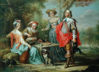 Piknik v parku (olej na desce) od Frans Christoph Janneck