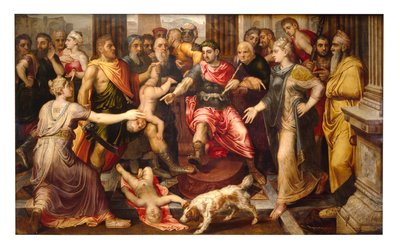 Soud Šalamounův (olej na panelu) od Frans Floris