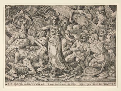 Victoria obklopená vězni a trofejemi od Frans Floris the Elder