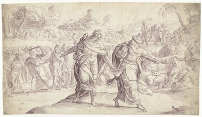 Jozue nechá popravit pět králů Ammonitů Historie Joshuy (název série) od Frans Francken (I)