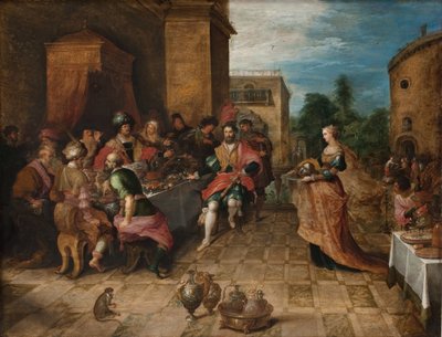Herodova hostina. Salome představuje hlavu Jana Křtitele od Frans Francken d.Y.