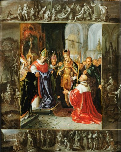 Císař Karel V. ukazuje roucho Panny Marie od Frans Francken the Younger