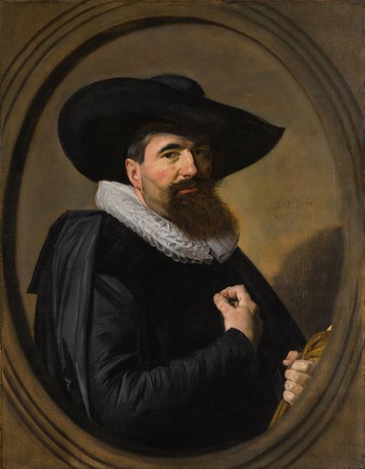 Nizozemsky: Portret van een man Portrét muže s kloboukem a límcem s kožešinou od Frans Hals
