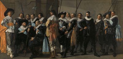 Rota domobrany okrsku XI pod velením kapitána Reyniera Reaela, známá jako ‚The Meager Company‘ Důstojníci a další gardisté z XI. amsterdamského obvodu pod velením kapitána Reijniera Reaela a poručíka Cornelise Michielsze Blaeuwa, od Frans Hals