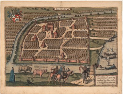 Mapa Moskvy 16. století Z: Terárium Civitates orbis, 1575 od Frans Hogenberg
