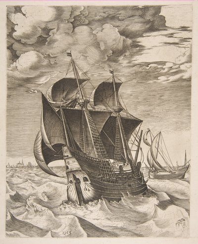 Dutch Hulk a Boeier z The Sailing Vessels, 1565 od Frans Huys