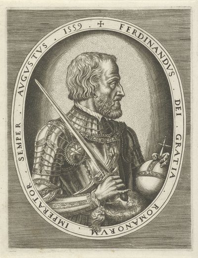 Portrét Ferdinanda I. Habsburského, německého císaře Portréty králů, královen, princů a princezen (název série) od Frans Huys