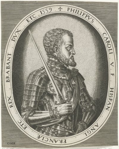 Portrét španělského krále Filipa II Portréty králů, královen, princů a princezen (název série) od Frans Huys