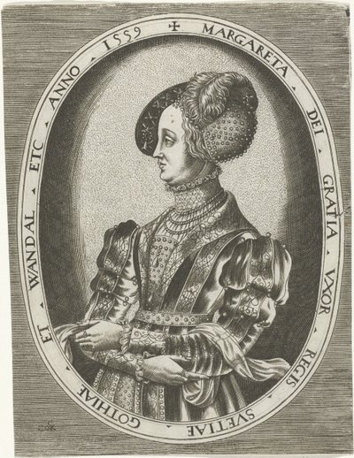 Portrét švédské královny Margarethy Leijonhufvud Portréty králů, královen, princů a princezen (název série) od Frans Huys