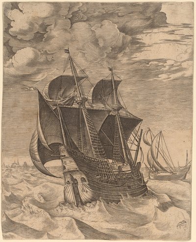 Holandský Hulk a Boeier od Frans Huys after Pieter Bruegel the Elder