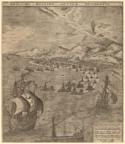 Námořní bitva v Messinské úžině od Frans Huys after Pieter Bruegel the Elder
