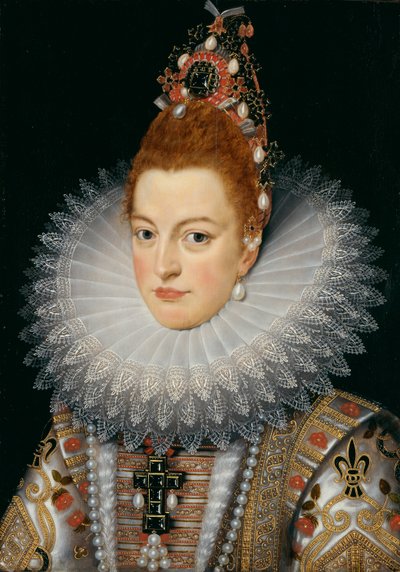 Arcivévodkyně Isabella, kolem 1601-20 (olej na panelu) od Frans II (after) Pourbus