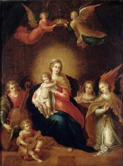 Panna Marie s dítětem a muzicírující andělé od Frans II Francken the Younger
