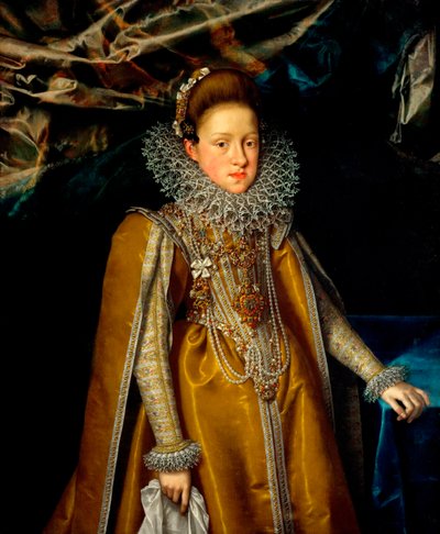 ""Portrét Marie Magdaleny Rakouské (1589-1631) toskánské velkovévodkyně"" (Portrét arcivévodkyně Marie Maddaleny Rakouské (1587-1631), velkovévodkyně toskánské) Obraz Franze Pourbuse mladšího (1569-1622), cca 1604 - Olej na plátně Rozměr 116x108 od Frans II Pourbus