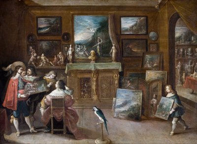 Návštěva obchodníka s uměním, cca 1625 (olej na mědi) od Frans II the Younger Francken
