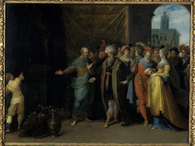 Kroisos ukazuje Solonovi jeho poklady, 1616-30 (olej na mědi) od Frans II the Younger Francken