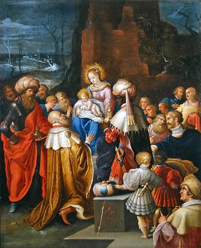 Klanění tří králů (olej na mědi) od Frans II the Younger Francken