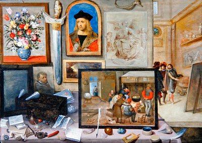 Interiér ateliéru umělce (olej na panelu) od Frans II the Younger and workshop Francken