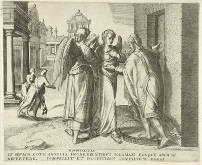 Lot a dva andělé Pohostinství (název na objektu) Historie osudu (název série) od Frans Menton