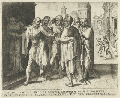 Lot nabádá dav, aby se uklidnil Incestus (název na předmětu) Historie osudu (název série) od Frans Menton