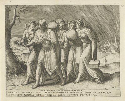 Lot opouští Sodomu S pomstou spojenou s milosrdenstvím (titul na předmětu) Geschiedenis van Lot (název série) od Frans Menton