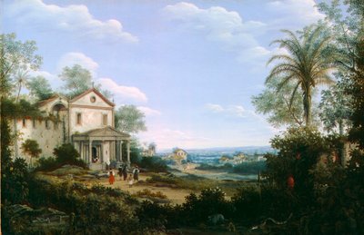 Pohled na jezuitský kostel v Olindě, Brazílie od Frans Post