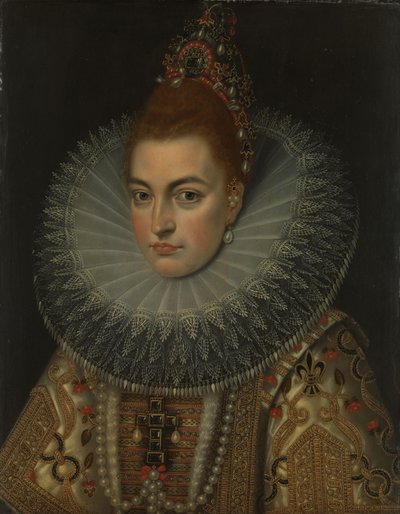Portrét arcivévodkyně Isabelly Clara Eugenia (1566-1633), Infanta Španělska od Frans Pourbus (II) (workshop of)