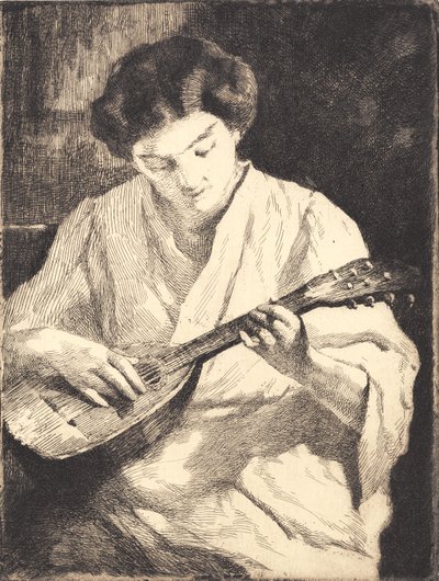 Mandolína hrající dáma od Frans Schwartz
