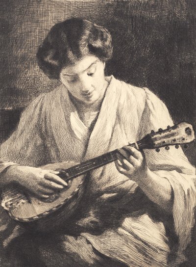 Mandolína hrající dáma od Frans Schwartz
