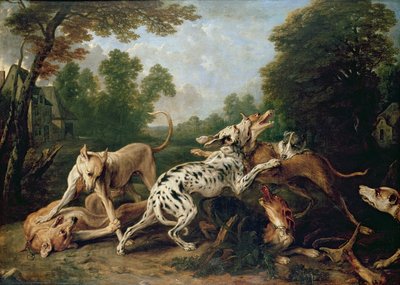 Psi bojují na zalesněné mýtině od Frans Snyders or Snijders