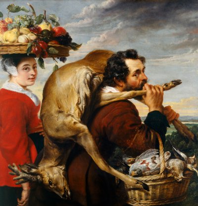 Figurky s ovocem a hrou (olej na plátně) od Frans Snyders or Snijders