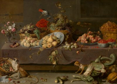 Květiny a ovoce (olej na plátně) od Frans Snyders or Snijders