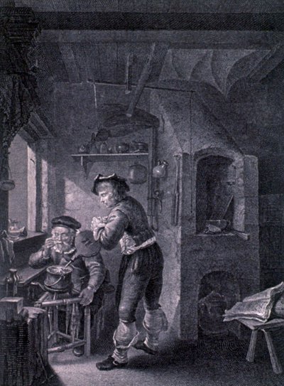 1600-luvun laboratorio od Frans van (after) Mieris