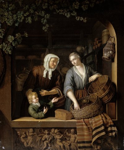 Obchod s potravinami obchodník s potravinami od Frans van Mieris (II)