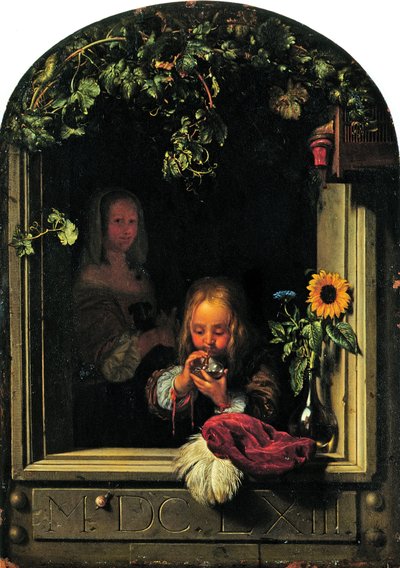 Chlapec fouká bubliny od Frans van Mieris the Elder